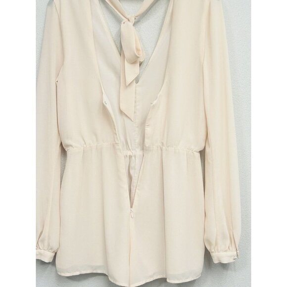Lovers + Friends Romper Size Small Beige Pale Pink Long Sleeve Sheer Festival - Picture 5 of 15